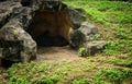 An artificial cave made from cement with hill photo taken in Jakarta Indonesia