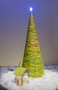 Artificial Christmas tree made of threads Royalty Free Stock Photo