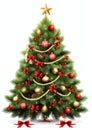 Artificial Christmas Tree watercolor winter border Royalty Free Stock Photo