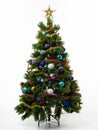 Artificial Christmas tree on a white background Royalty Free Stock Photo