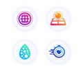 Artificial colors, Sun energy and Globe icons set. Timer sign. Natural flavor, Solar panels, Internet world. Vector Royalty Free Stock Photo