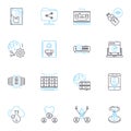 Artificial computing linear icons set. Automation, Robotics, Machine-learning, Big data, Cloud computing, Algorithms Royalty Free Stock Photo