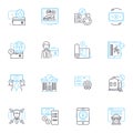 Artificial computing linear icons set. Intelligence, Robotics, Automation, Machine learning, Algorithm, Quantum Royalty Free Stock Photo