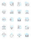 Artificial computing linear icons set. Intelligence, Robotics, Automation, Machine learning, Algorithm, Quantum Royalty Free Stock Photo