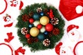 Artificial decor for the New Year. Christmas banner or background, screensaver, cover or poster