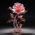 Artificial decorative flower, red rose made of glass