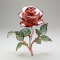 Artificial decorative flower, red rose made of glass