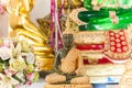The Artificial Emerald Buddha image in rainy custume Royalty Free Stock Photo