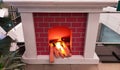 Artificial or fake fireplace made from stereo foam material for decoration Royalty Free Stock Photo