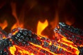 Artificial fireplace. Burning logs. Decorative fire Royalty Free Stock Photo