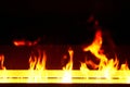 Artificial fireplace. Burning logs. Decorative fire Royalty Free Stock Photo