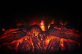 Artificial fireplace. Burning logs. Decorative fire Royalty Free Stock Photo