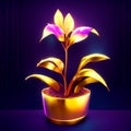 Artificial flower in a pot. Vector illustration on a dark background. AI generated