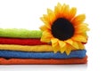 Artificial flower on towels Royalty Free Stock Photo