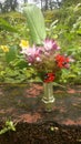 An artificial flower vase