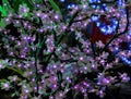 Artificial flowering tree. Decorative artificial flowers with lights instead of buds Royalty Free Stock Photo