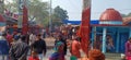 Artificial flowers and sweet market in iner campus of lords durga temple uchaith benipatti madhubani bihar india