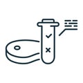 Artificial Food and Test Tube Line icon. Genetic Cultured Meat Outline Pictogram. Research of Gene Modified Meat Icon Royalty Free Stock Photo