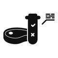 Artificial Food and Test Tube Silhouette Icon. Genetic Cultured Meat Black Pictogram. Research of Gene Modified Meat Royalty Free Stock Photo