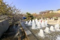 Artificial fountain near the liangbaolou building Royalty Free Stock Photo