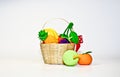 Artificial fruits in tiny basket