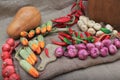 Artificial fruits and vegetables arrangement.i