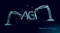 Artificial general intelligence robotic arms low poly letter symbols. Minimalist style AGI icon. Machine learning