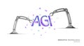 Artificial general intelligence robotic arms low poly letter symbols. Minimalist style AGI icon. Machine learning