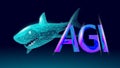 Artificial general intelligence shark letter symbols. Minimalist style AGI icon. Machine learning concept technology AI