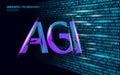Artificial general intelligence wire letter symbols. Data binary code flow. Minimalist style AGI icon. Machine learning Royalty Free Stock Photo