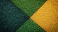 Artificial grass in different shades of green and yellow, arranged in a geometric pattern Royalty Free Stock Photo