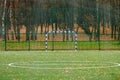 Artificial grass, sport field cover with soccer goal Royalty Free Stock Photo