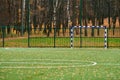 Artificial grass, sport field cover with soccer goal Royalty Free Stock Photo