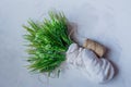 Artificial green grass with brown thread Royalty Free Stock Photo