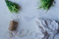 Artificial green grass with brown thread