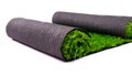 Artificial green grass, coated roll isolated on white background, lawn Royalty Free Stock Photo