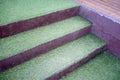 Artificial green grass on concrete stairs for nature theme deco Royalty Free Stock Photo