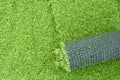 Artificial green grass laying