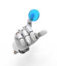 Artificial hand presses the button Royalty Free Stock Photo