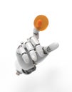 Artificial hand presses the button