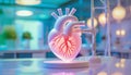 Artificial human heart as a scientific experiment on a laboratory table. Medicine and science concept Royalty Free Stock Photo