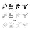 Artificial insemination, baby carriage, instrument, gynecological chair. Pregnancy set collection icons in black