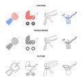 Artificial insemination, baby carriage, instrument, gynecological chair. Pregnancy set collection icons in cartoon