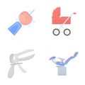 Artificial insemination, baby carriage, instrument, gynecological chair. Pregnancy set collection icons in cartoon style