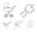 Artificial insemination, baby carriage, instrument, gynecological chair. Pregnancy set collection icons in outline style