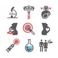 Artificial insemination icons set. Vector signs for web graphics Royalty Free Stock Photo