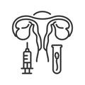 Artificial insemination line black icon. Vitro fertilization. Female reproductive system concept. Sign for web page, mobile app, Royalty Free Stock Photo