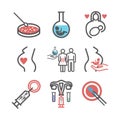 Artificial insemination line icons set. Vector signs for web graphics Royalty Free Stock Photo