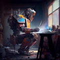 Artificial Inteligence, humaniod robot creating images, futuristic concept.