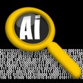 Artificial inteligence and magnifier glass Royalty Free Stock Photo